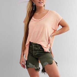 We the Free (25) Green Wash Distressed Free People Shorts